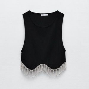 Zara Seemless Crop Top with Rhinestones size M/L NEW w-Tags